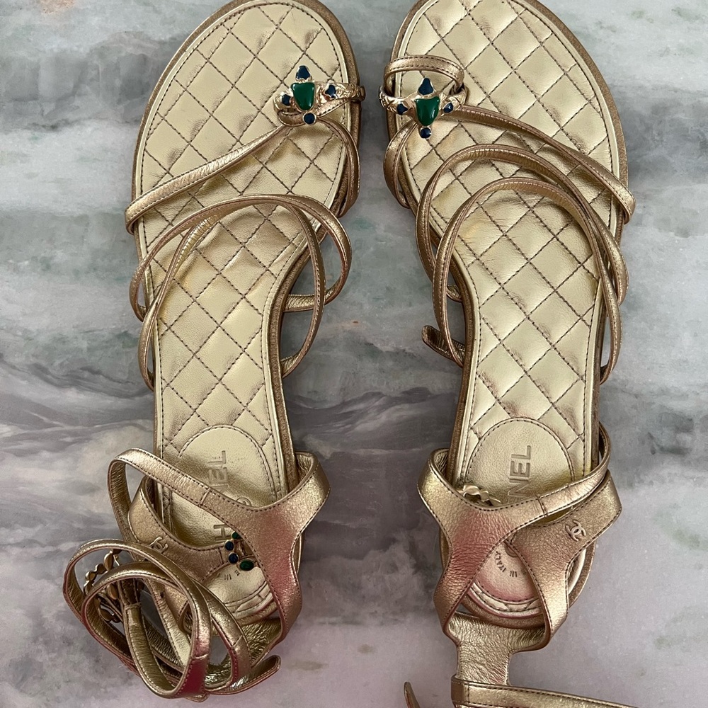 Chanel gold gladiator sandal